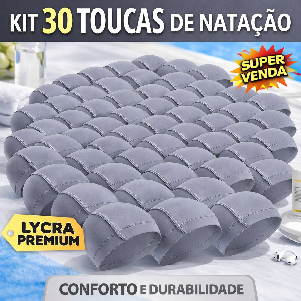 Kit 30 Toucas De Natação Lycra Premium Alta Qualidade — imagem 2 de 2