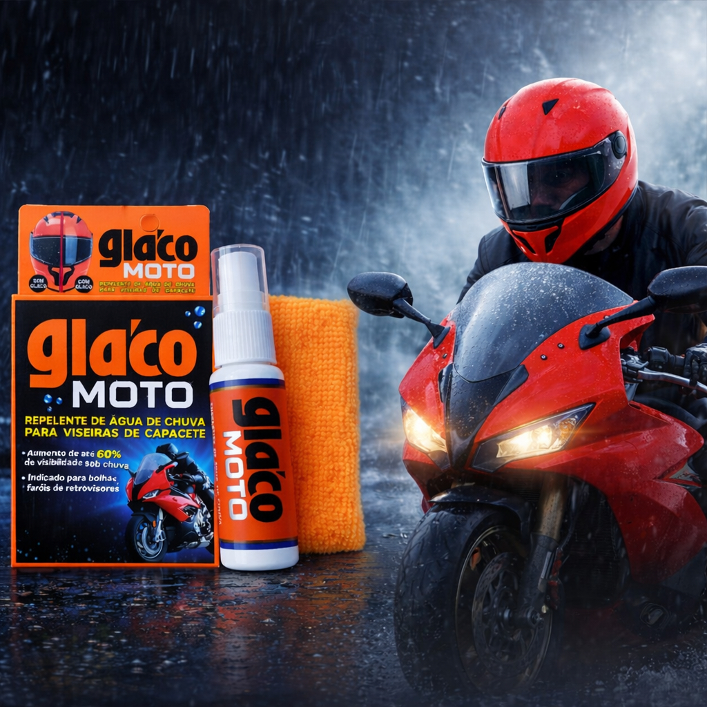 Glaco Moto Cristalizador Viseira Capacete Retrovisor Repelente Chuva Agua