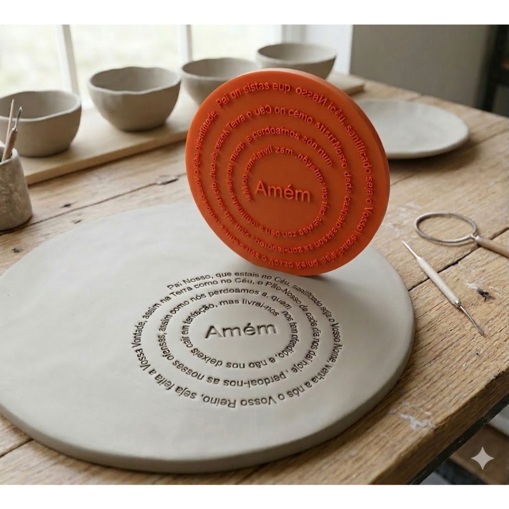 Carimbo com Oração do Pai Nosso para Cerâmica, Argila, Biscuit 19 cm