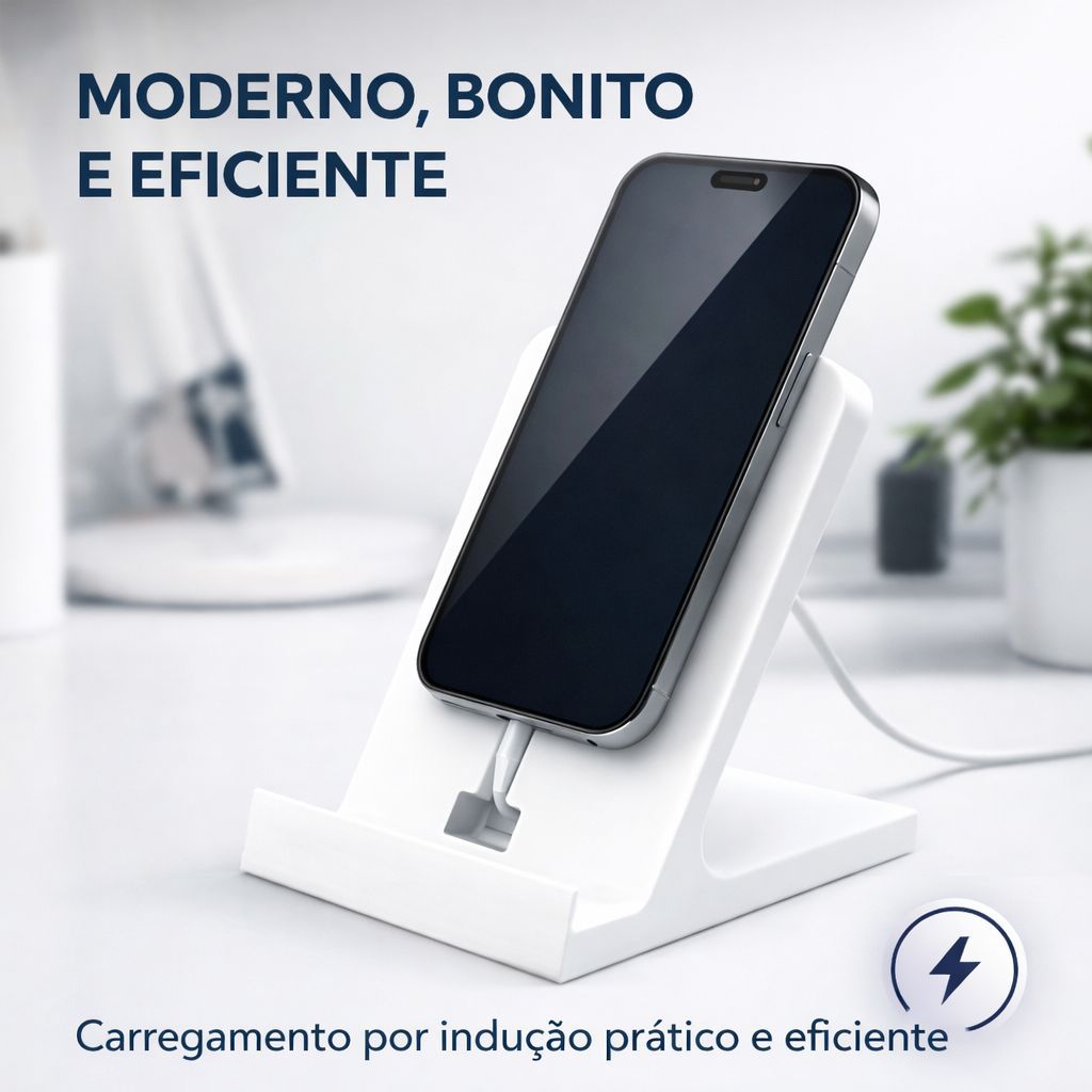 Suporte de Celular para Carregador por Indução | Base MagSafe 3D Moderna e Prática | Suporte de indução para Iphone