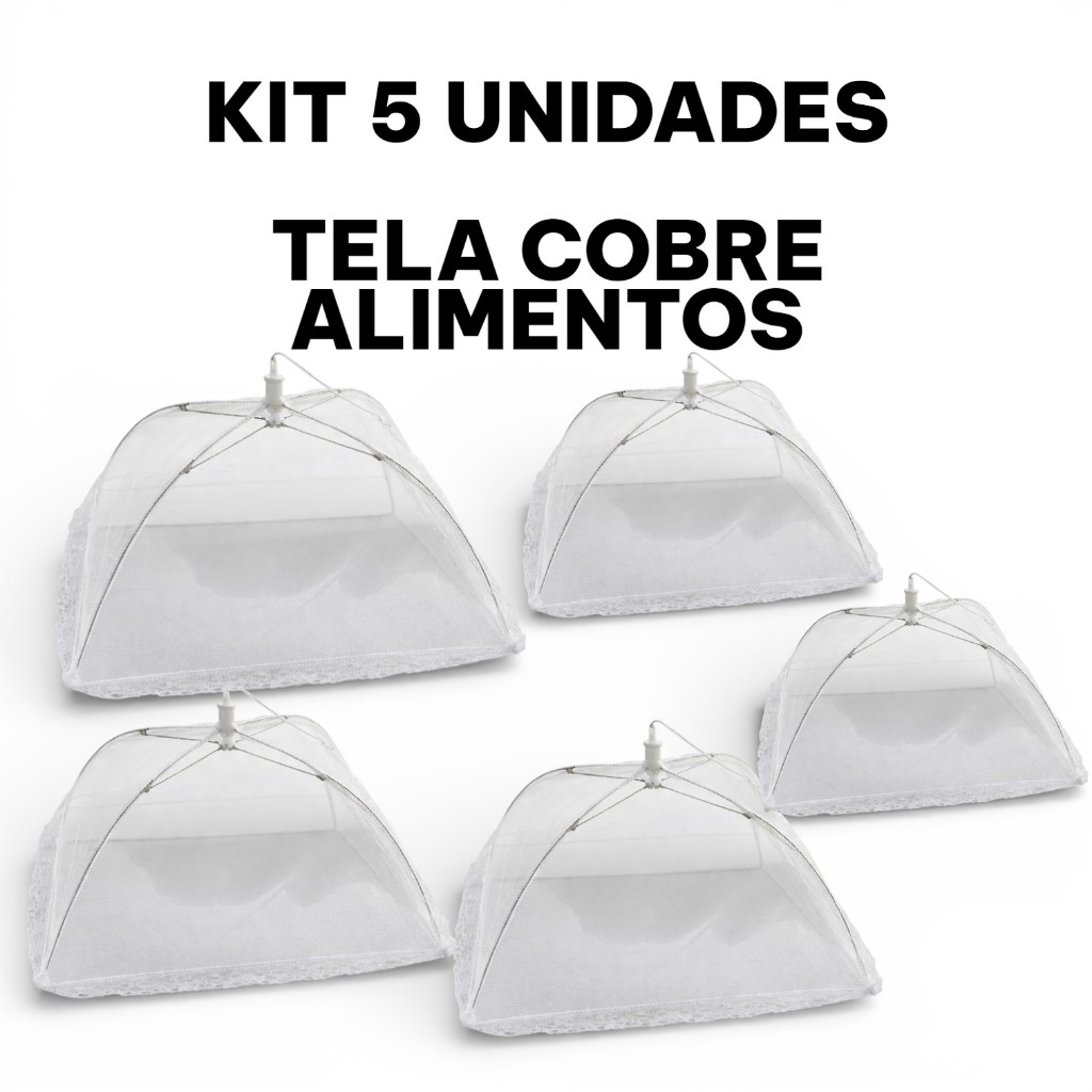 Kit 5 Cobre Alimentos Retrátil Tela Anti Moscas Insetos
