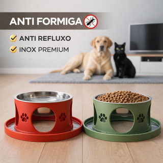 Comedouro Inteligente Anti Formiga Para Cachorro e Gato Inox Premium Anti Refluxo Pet Fác…