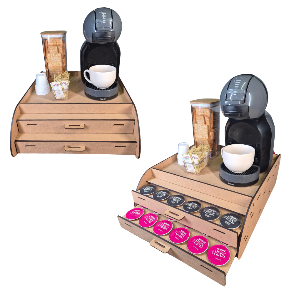 Bandeja Organizadora Porta Cápsula Dolce Gusto MDF 60 Cápsulas Cantinho do Café Premium Mondo Box
