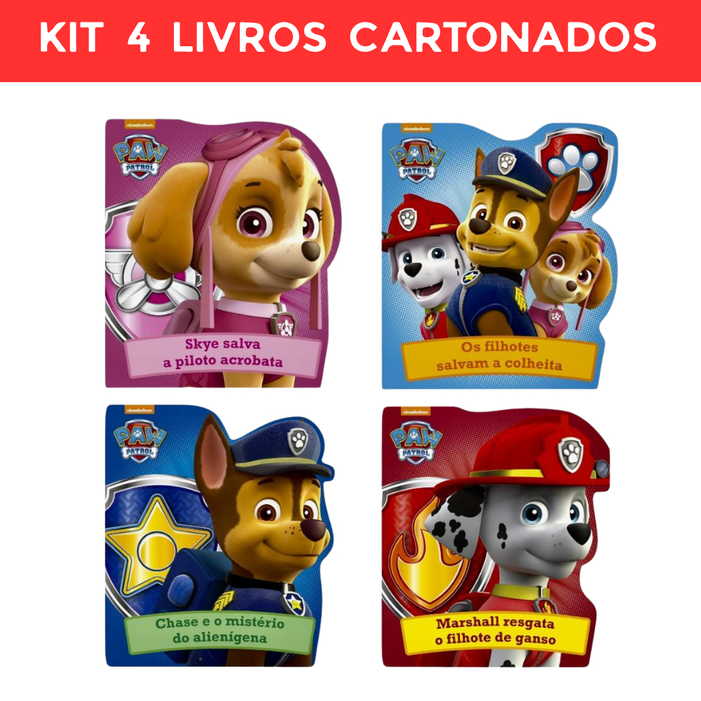 Kit 4 livros cartonado Patrulha Canina em Oferta na Shopee