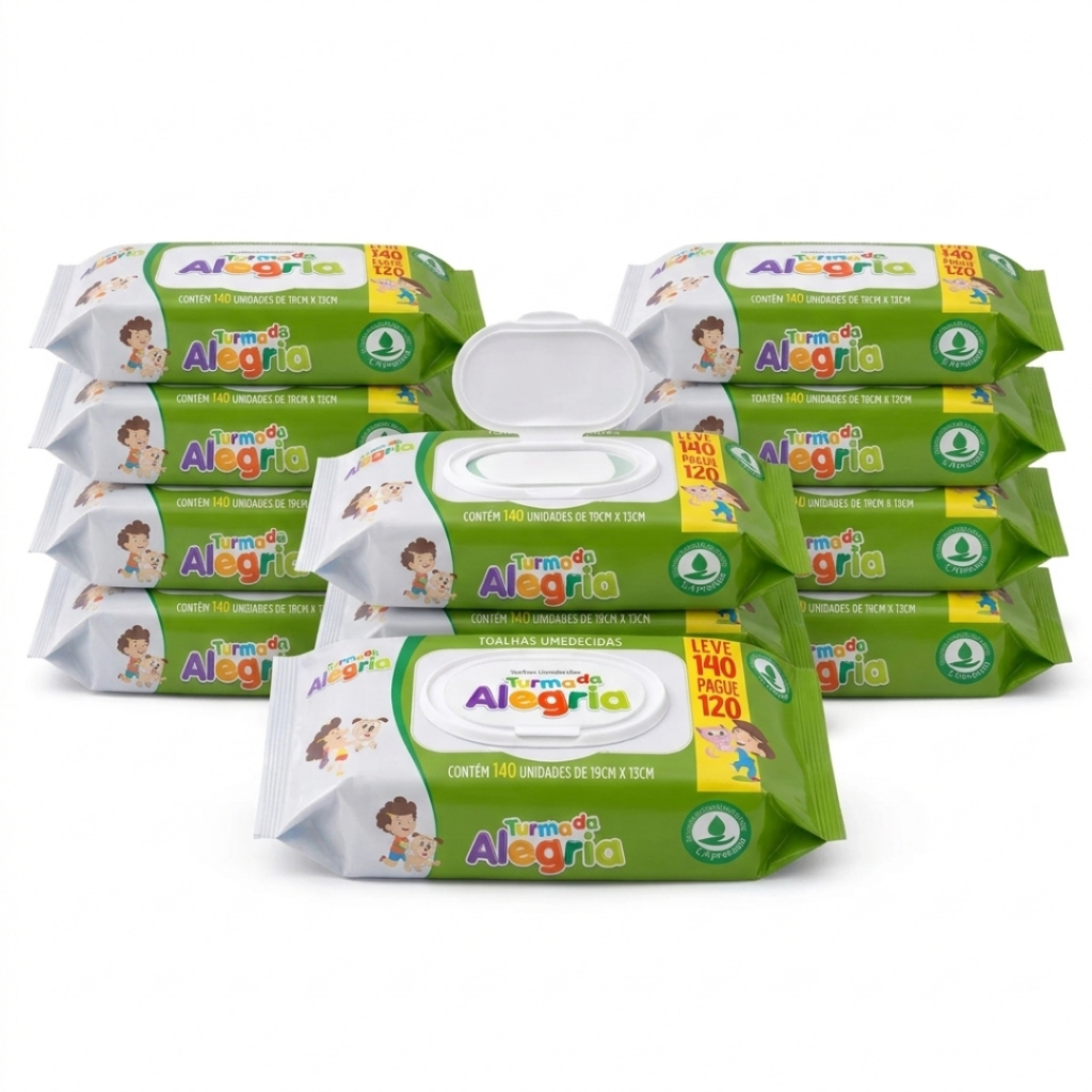 Kit 1680 Lenços Umedecido Turma da Alegria Baby Toalhinha Umedecida Infantil Pele Sensível Bebê Higiene