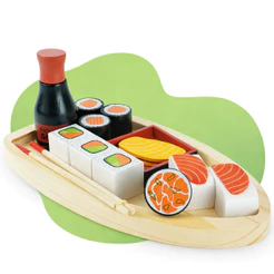 Sushi Brinquedo Madeira Infantil Pedagógico Montessori Faz de Conta Comidinhas Criança Lúdico