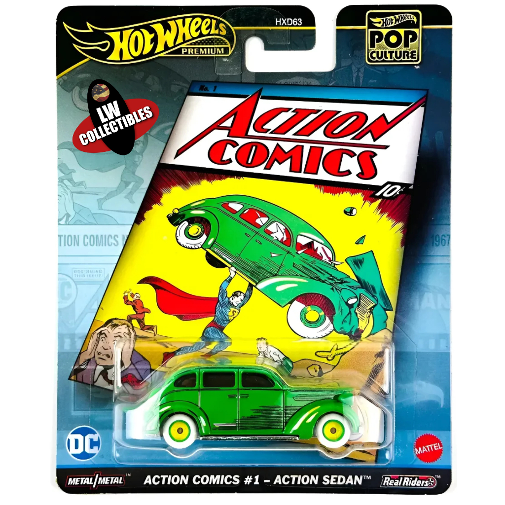 Hot Wheels Action Comics #1 - Action Sedan Berline Superman 2025 Premium Pop Culture Novo Lacrado Escala 1/64