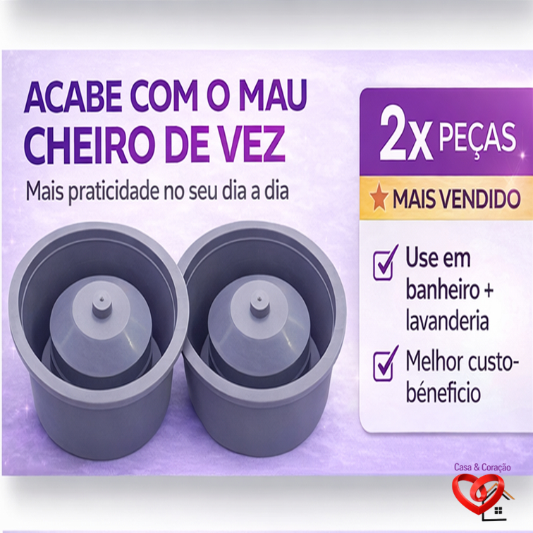✅ Kit 2x 🚫 Chega de mau cheiro vindo do ralo🏠Elimine de vez o odor desagradável dos ralos de 10cm com nosso adaptador ✨