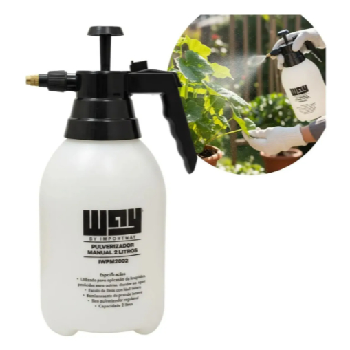 Pulverizador Manual 2 Litros Manual Válvula Pressão Iwpm2-002 Importway Cor Branco