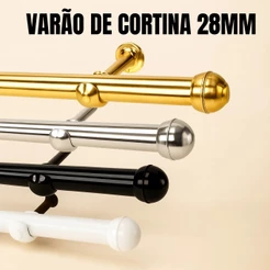 Varão Para Cortina 2,00 Metros 28mm Grosso Para Sala Cozinha Escritório- Reforçado Aço Ferro