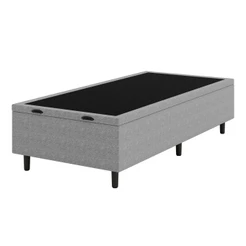Base Cama Box Baú Solteiro Hypnos Cinza Umaflex Baú Organizador 88x188x42 Baú para Quarto