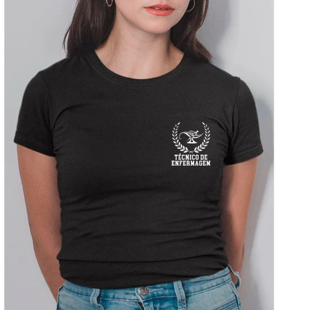 Blusa Feminina Baby Look Masculina Uniseex  100% Algodão Confortável Curso Técnico de Enfermagem