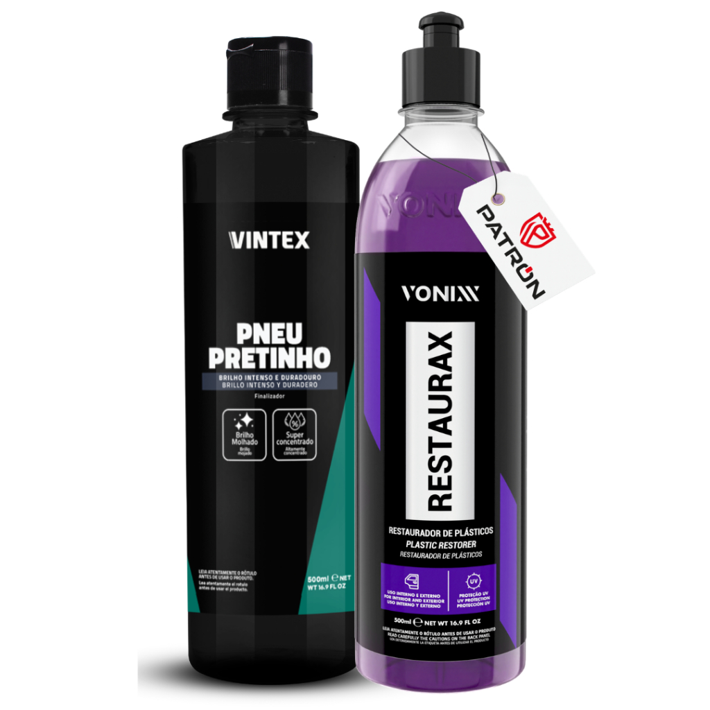 Restaurax Vonixx Restaurador Plástico Painel Revitalizador + Pneu Pretinho Vintex Vonixx 500ml em Oferta na Shopee