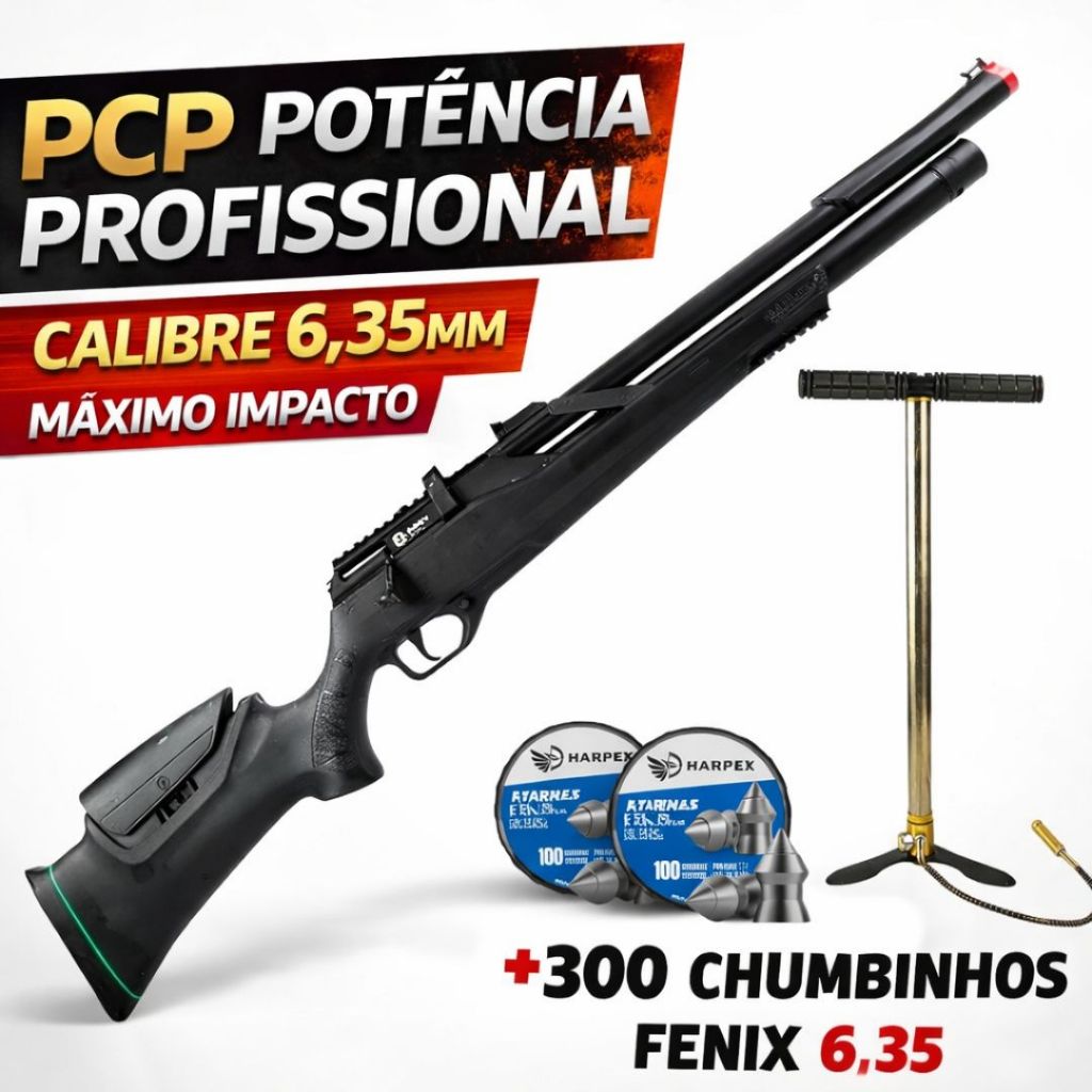 CARABINA PCP ROSSI T-REX VR 6.35MM GÁS PCP + BOMBA PCP + 300 CHUMBINHOS | ALTA PRECISÃO PROFISSIONAL