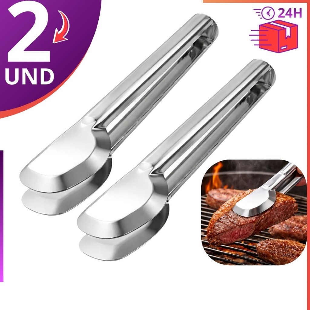 Pegador de Alimentos de Aco Inox 24 cm Resistente Cozinha Churrasco Profissional em Oferta na Shopee