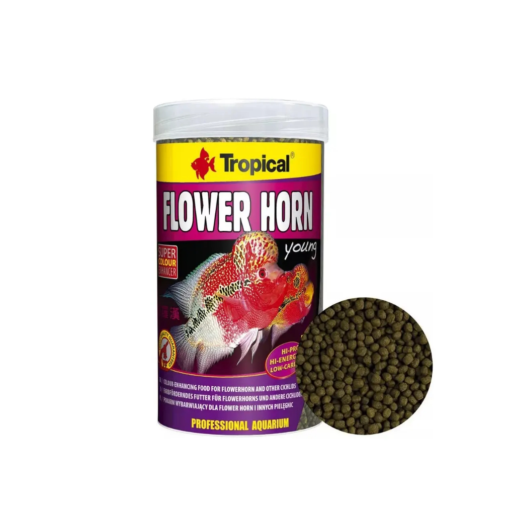 Ração Tropical Flower Horn Young Pellet 95g Peixes Jovens