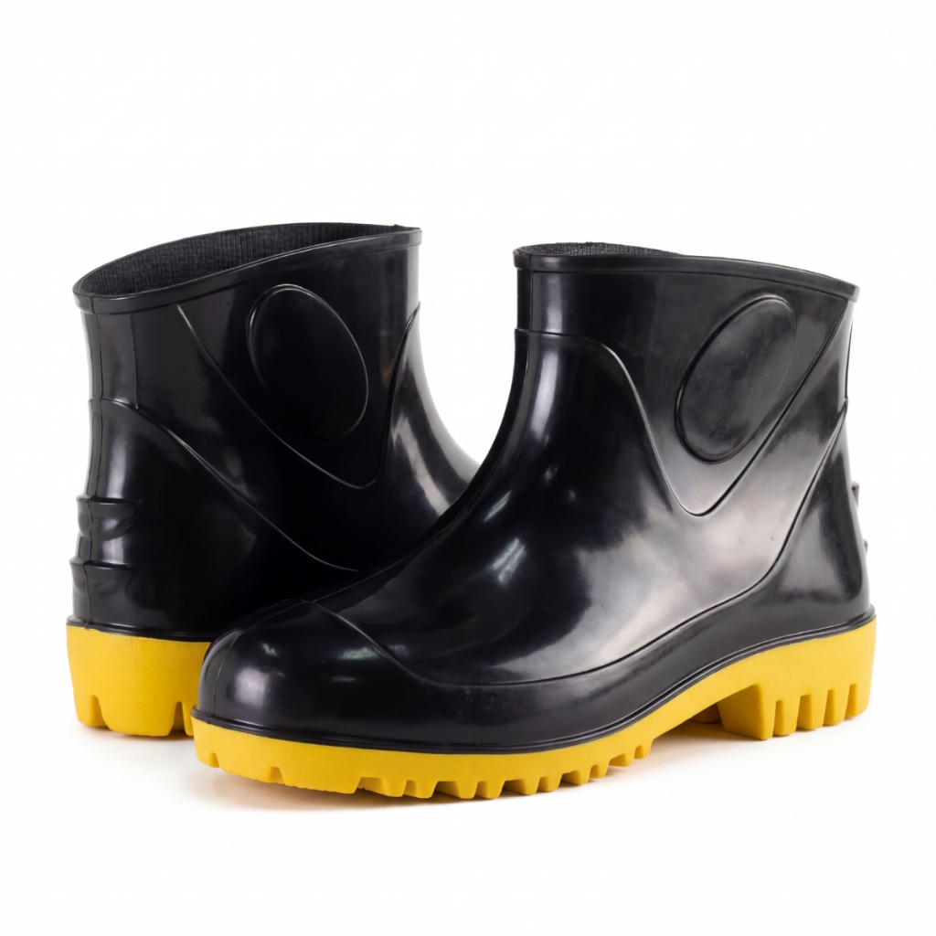 Bota Galocha PVC Impermeável Antiderrapante Cano Curto CA EPI Limpeza Faxina Motoboy Chuva Preto Amarelo