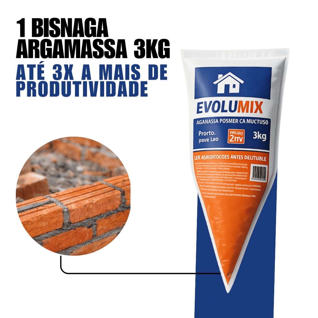 Argamassa Polimérica Evolumix 3kg Ideal para Reforma em Casa Cola Tijolo Limpo Rápido Sem Bagunça