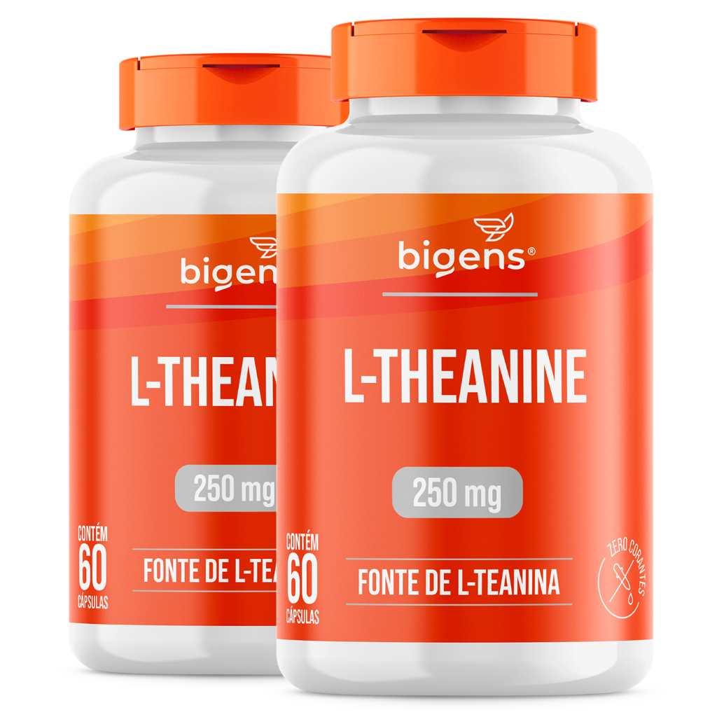 Kit 2x L-Theanine Teanina 250mg | Relaxamento Sem Sonolência, 60 Caps, Bigens