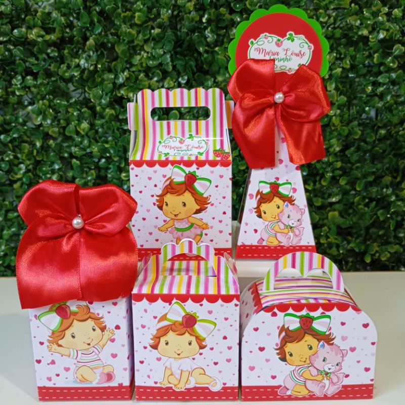 15 a 50un Kit Lembrancinha Caixinhas Personalizada Moranguinho baby bebê ( PEGUE E MONTE ) Festa infantil aniversário