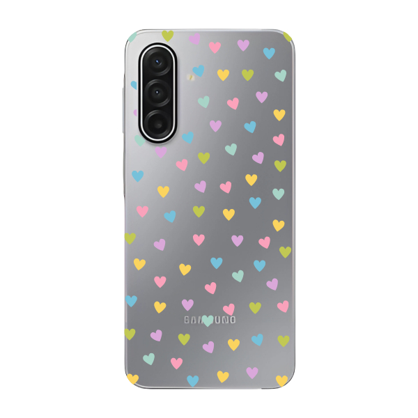 Capinha para Samsung A17 Anti Impacto Personalizada - Corações Coloridos com fundo transparente