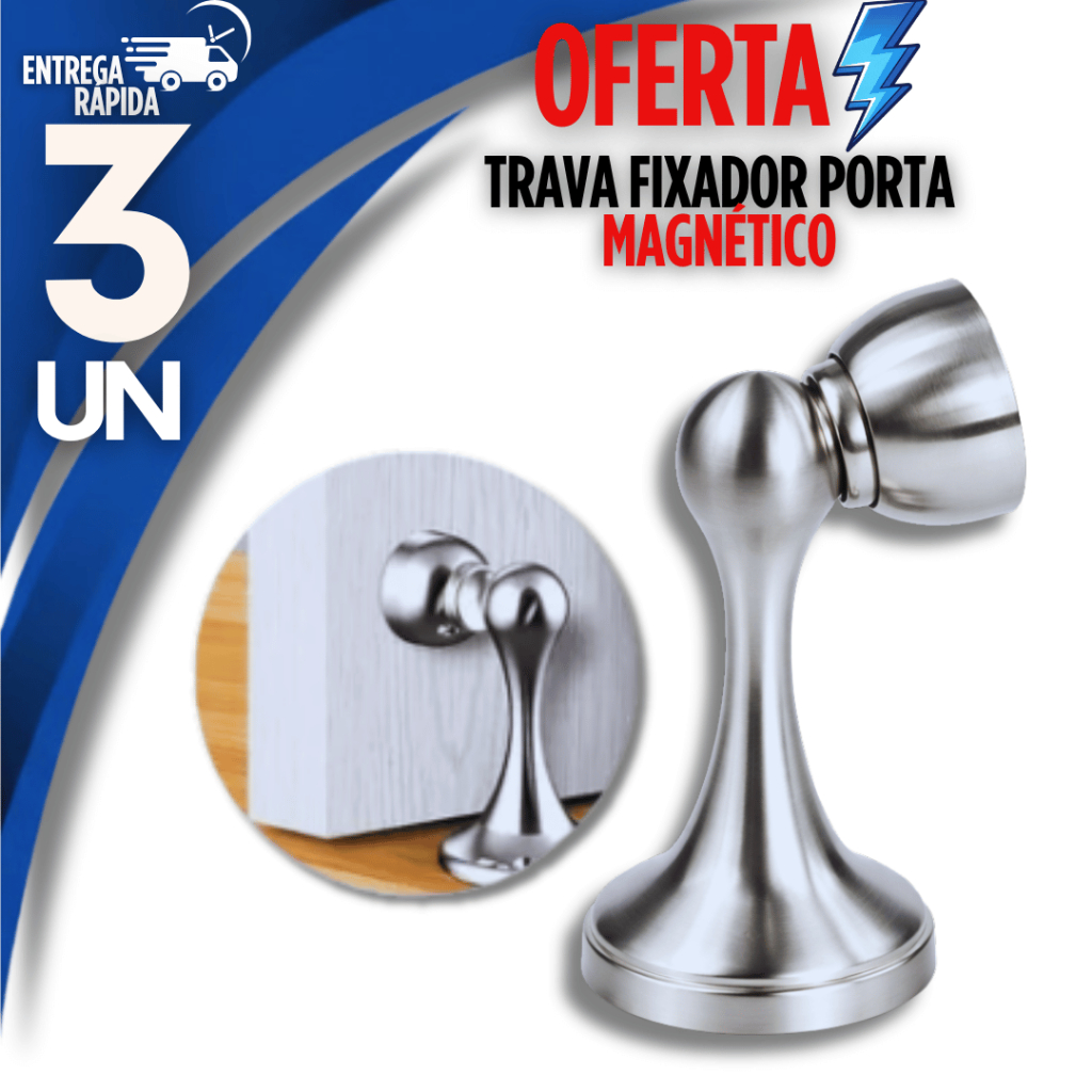 Jogo Prendedores Porta Magnética Trava Batedor Fixador de Porta De Parede Inox Imã Forte Utilidade