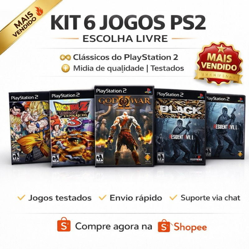 6 jogos ps2 a sua escolha informe no chat Playstation em Oferta na Shopee