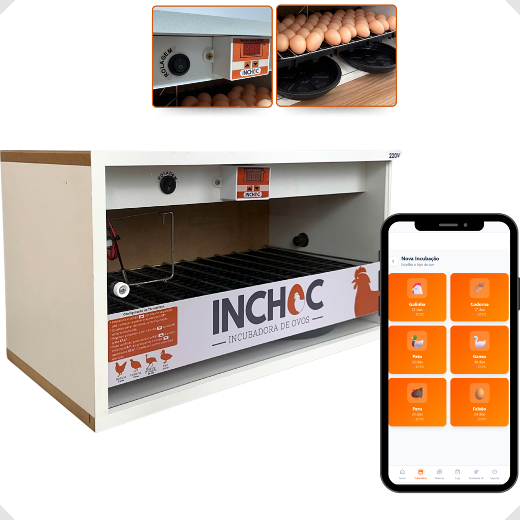 Chocadeira 50 ovos de galinha automática alta TAXA eclosão+ aplicativo de graça e suporte humanizado em Oferta na Shopee