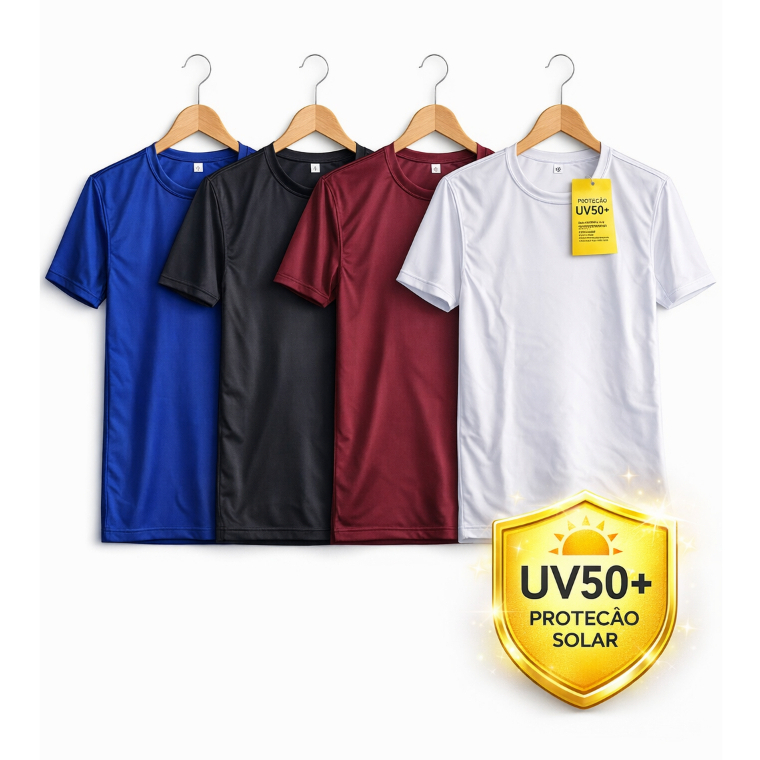 Camiseta UV50+ Proteção Solar Masculina Dry Fit Academia Treino Confortável