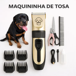 Maquina De Tosar Pet Profissional Cachorro Gato Maquininha Tosa Lixa Tesoura Alicate Completo