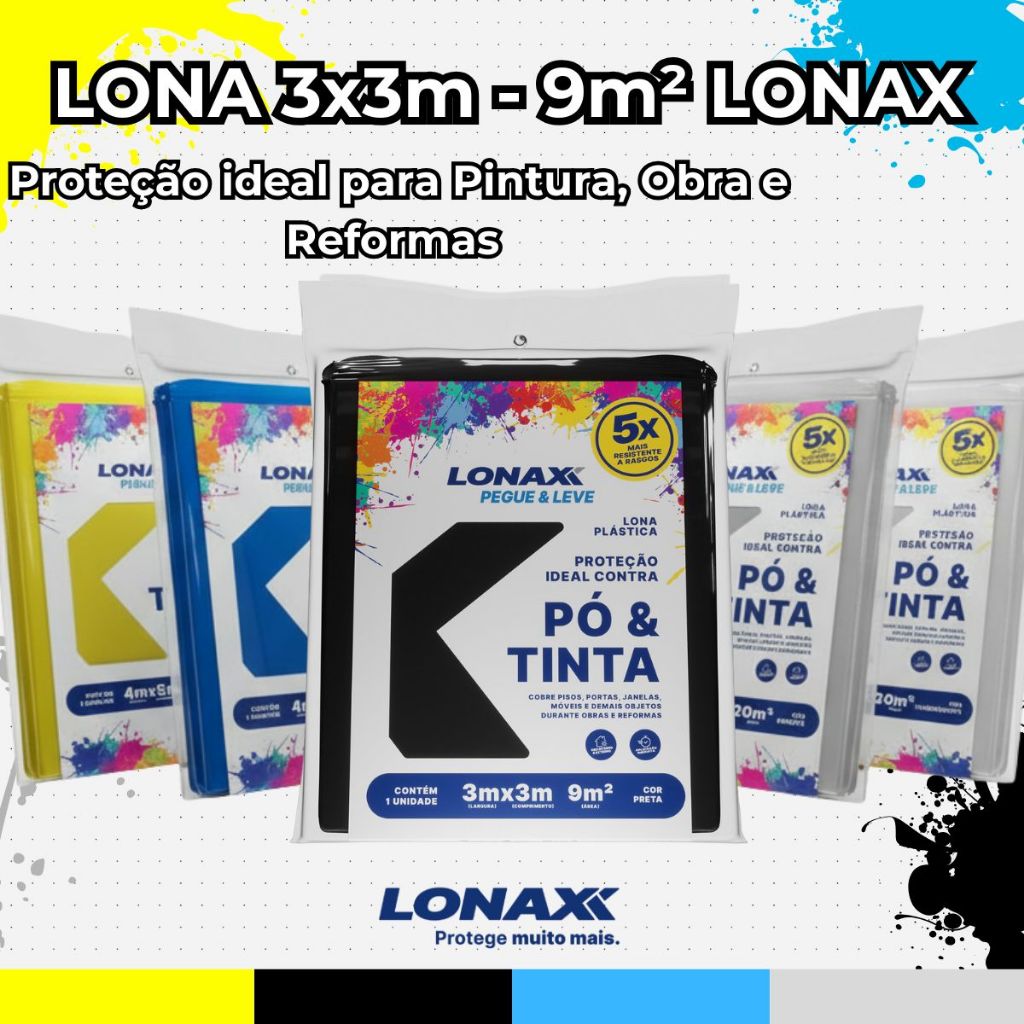 Lona 3x3m Lonax Proteção Pintura Reforma Construção Obra Versátil Resistente Impermeável Camping
