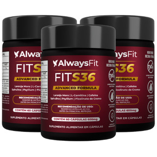 FitS36 AlwaysFit  | Laranja Moro + Psyllium + Spirulina + Picolinato de Cromo + Cafeína + L-Carnitina | 3 Unidades