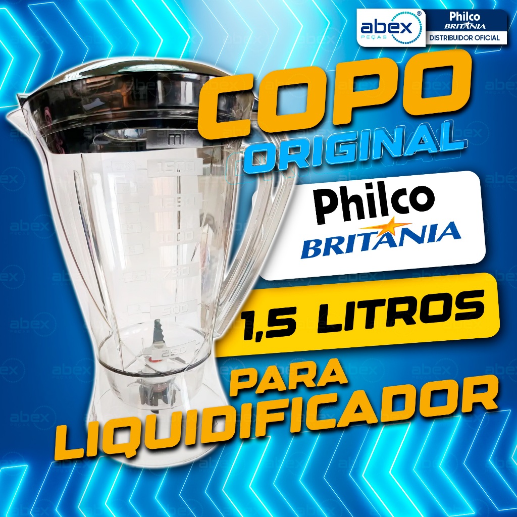 Copo Liquidificador Britânia Diamante Black Black Filter Cristal Acrílico Com Tampa Preto Original