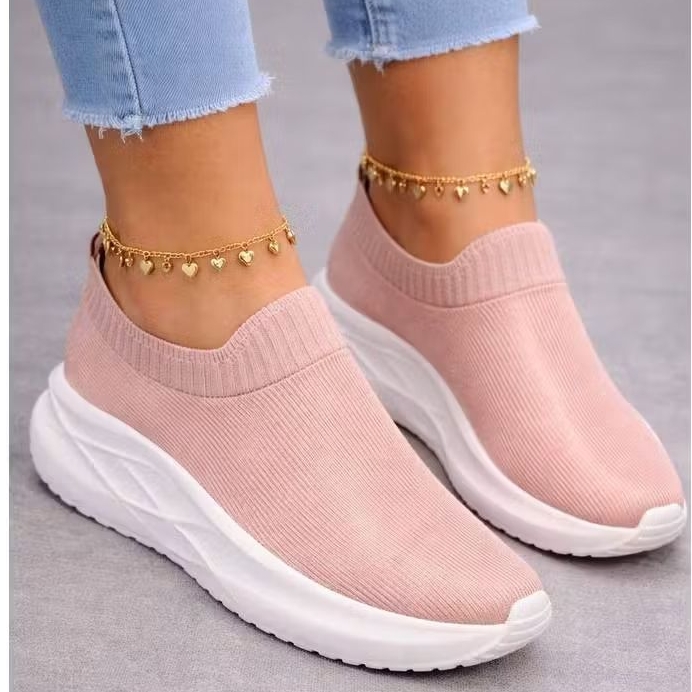 Tênis Feminino Calce Fácil Slip On Meia Confortável Casual Academia Trabalho Caminhada