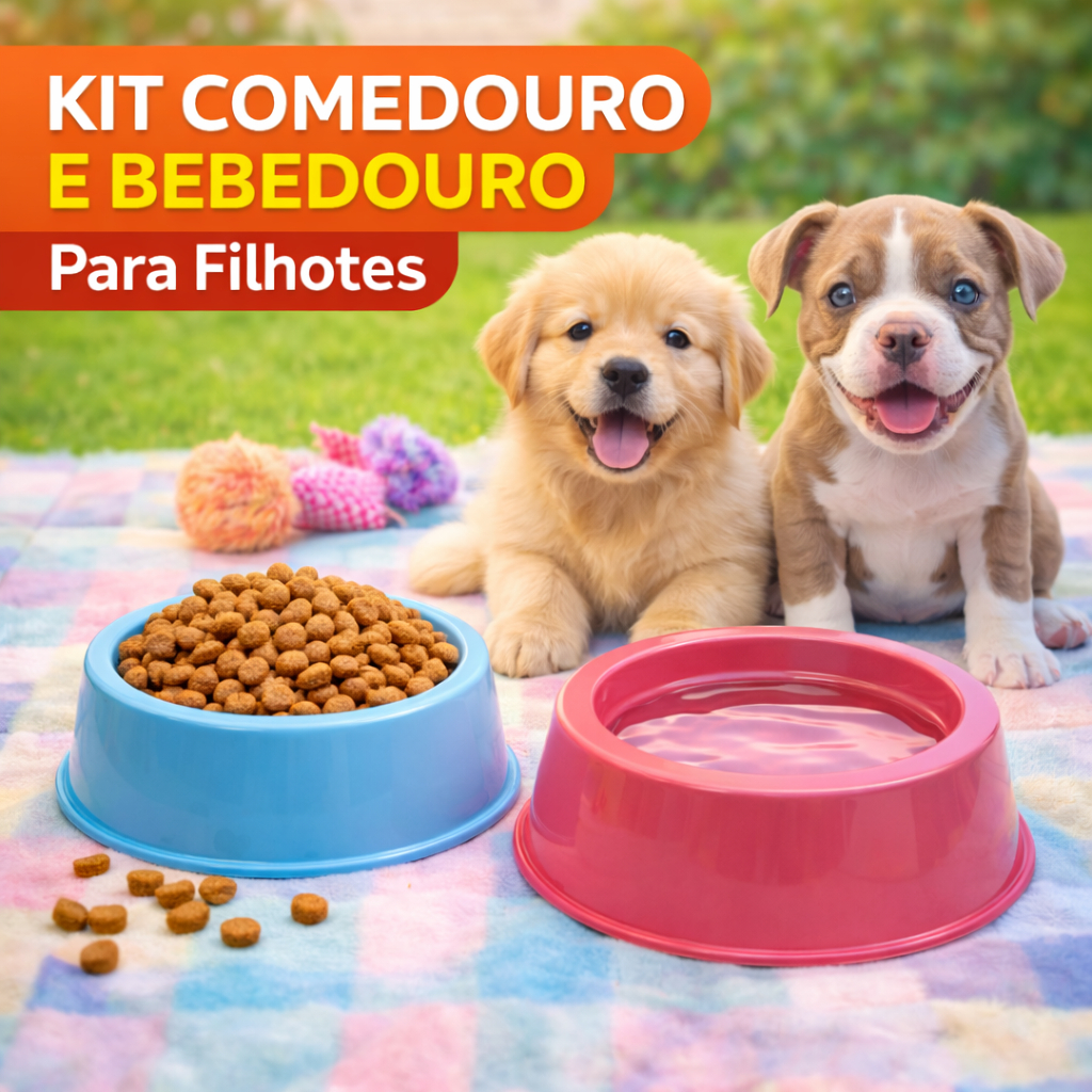 Comedouro Filhote 280ml Pet Cachorro Gato Pote Ração Água Pequeno Resistente Plástico Kit 2 5 10