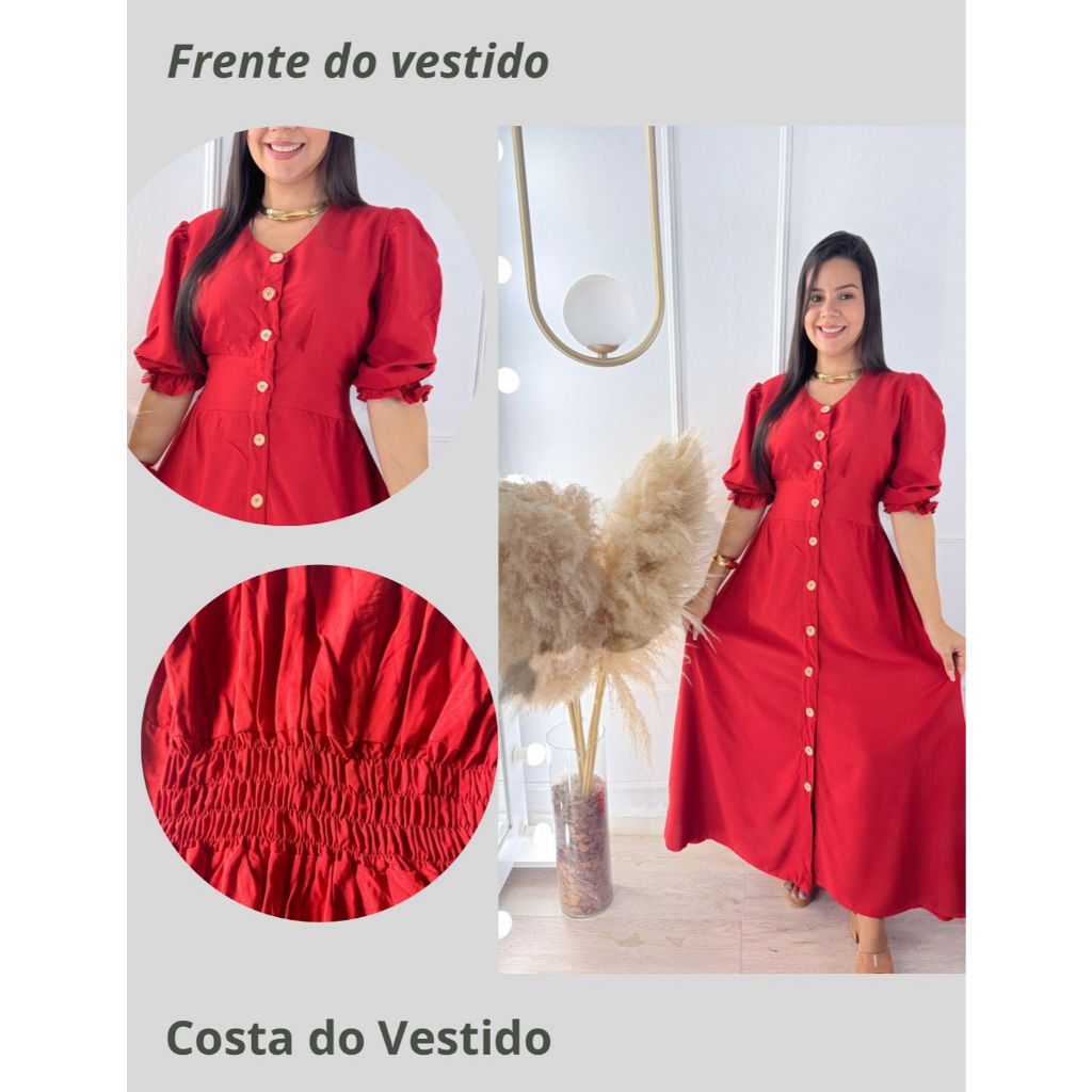 Vestido Chamise Feminino Longo Manga Curta Liso em Oferta na Shopee