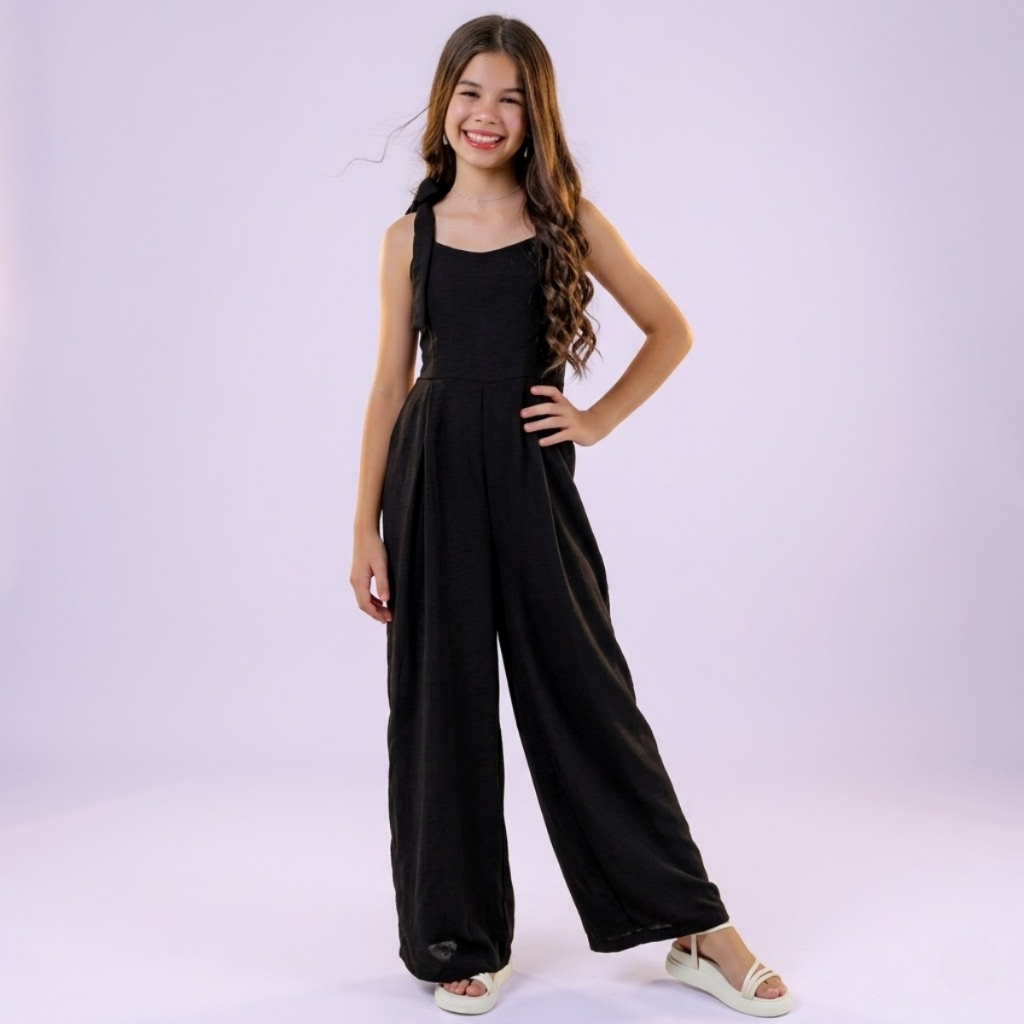 Macacão Juvenil Pantalona e Longo com Alça Ajustável
