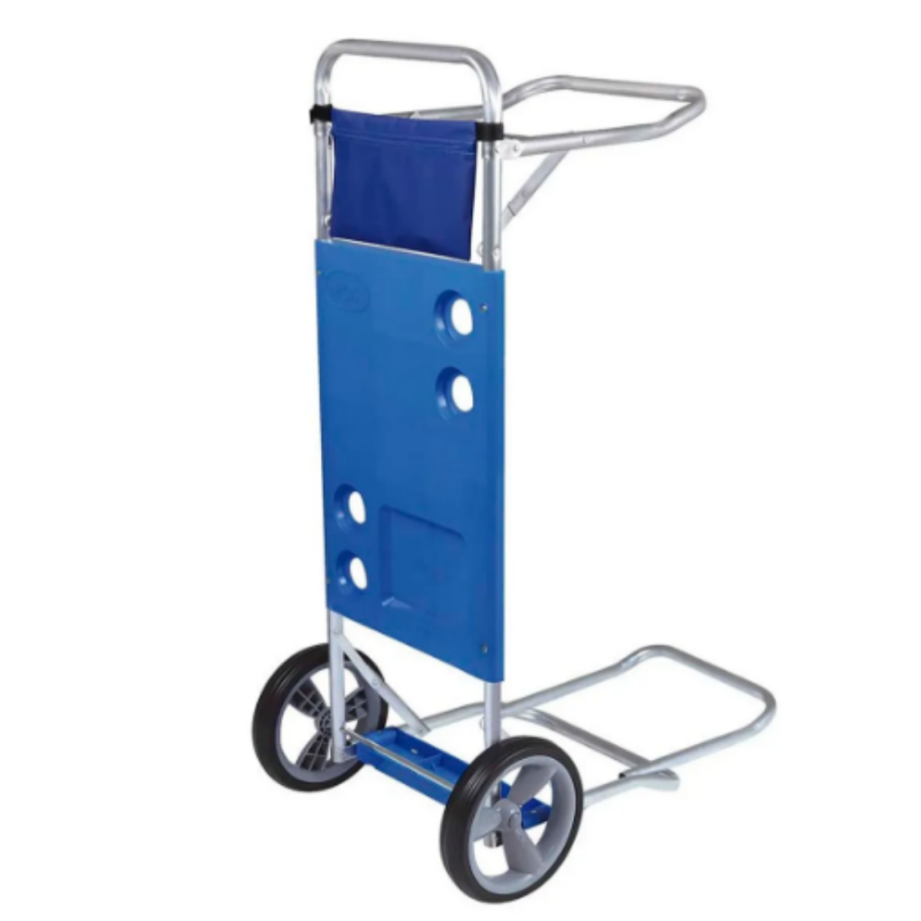 Carrinho De Praia Aluminio Vira Mesa Capacidade Para 5 Cadeiras e Cooler