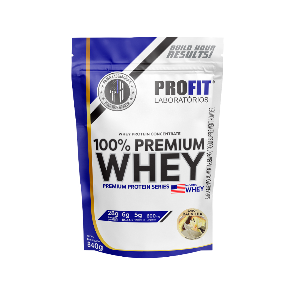 Whey Premium 100% Concentrado Profit 840g 28g Proteína por Dose em Oferta na Shopee