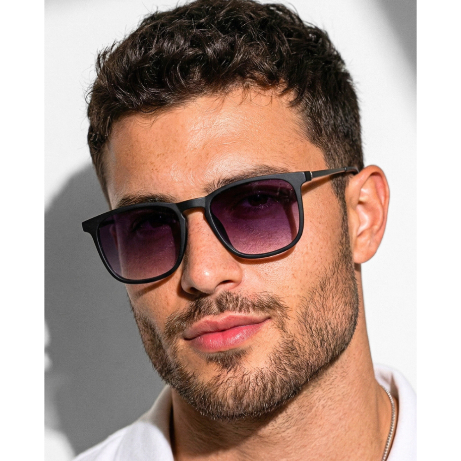 Óculos de Sol Madrid Preto Degradê Quadrado Premium Clássico uv400 Feminino Masculino