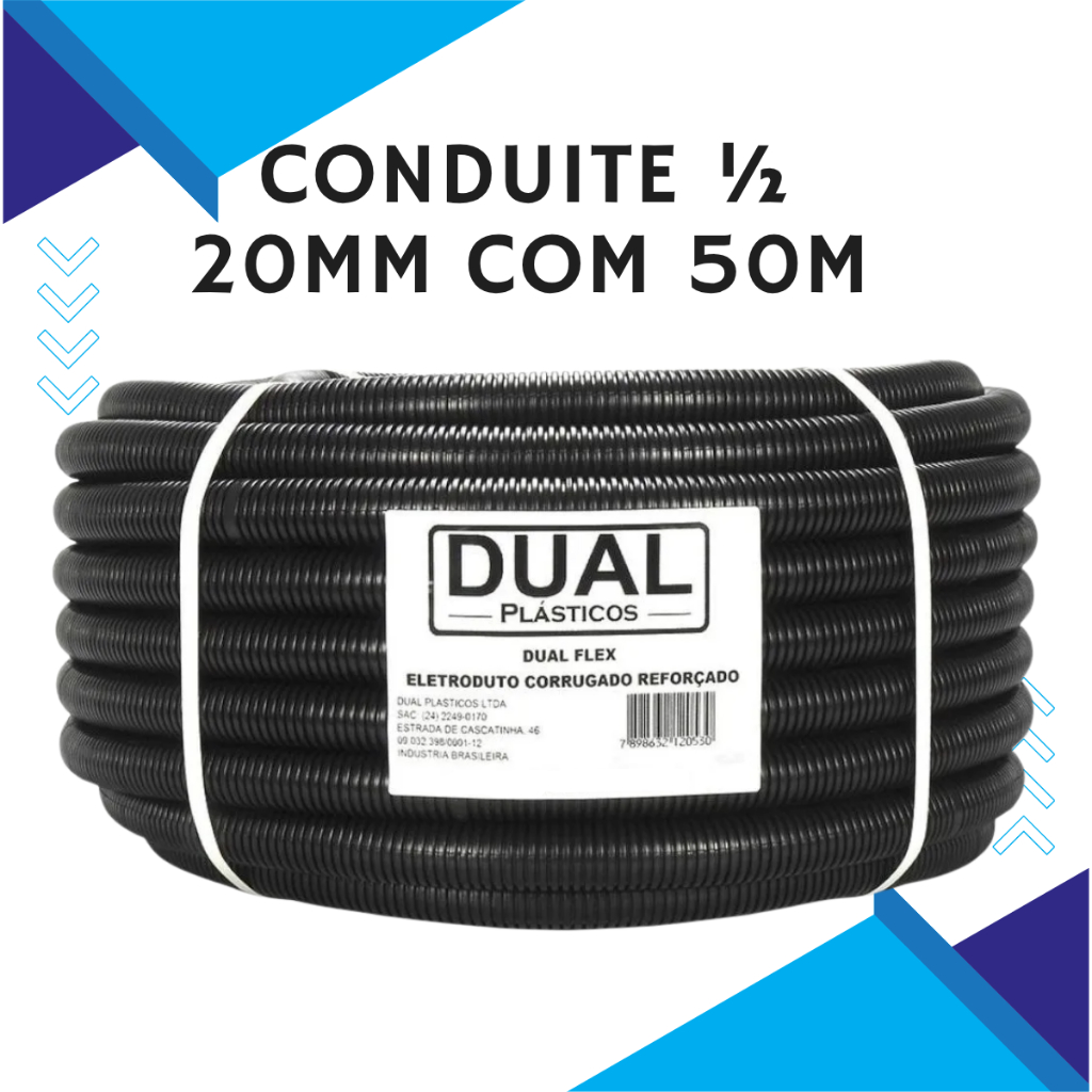 Conduite Eletroduto 1/2 Reforçado Preto Rolo 50 Metros Dual em Oferta na Shopee