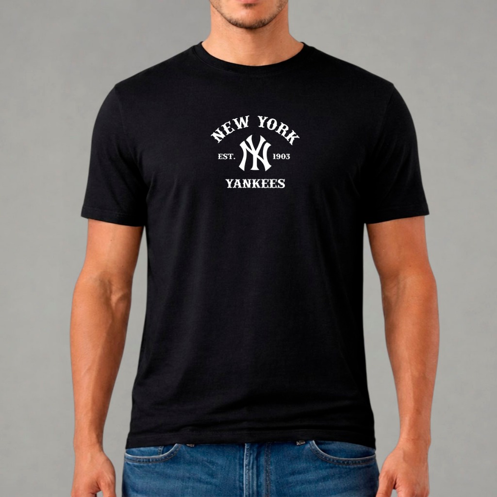 Camiseta New York Yankees Masculina 100% Algodão Camisa Camiseta Logo Vintage Streetwear Casual
