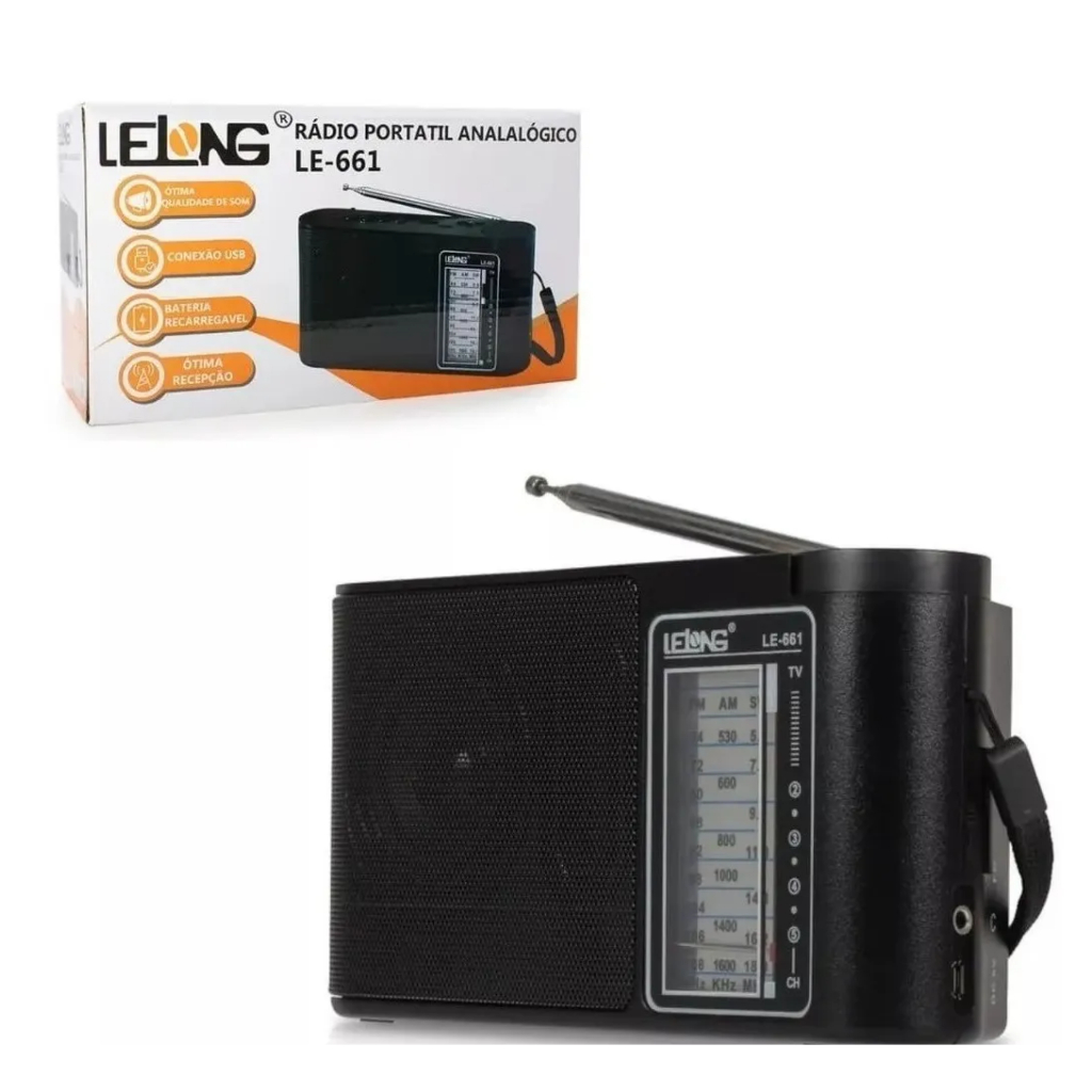 Rádio Am Fm Retrô Portátil Bivolt Usb Lelong Le-661 110V/220V