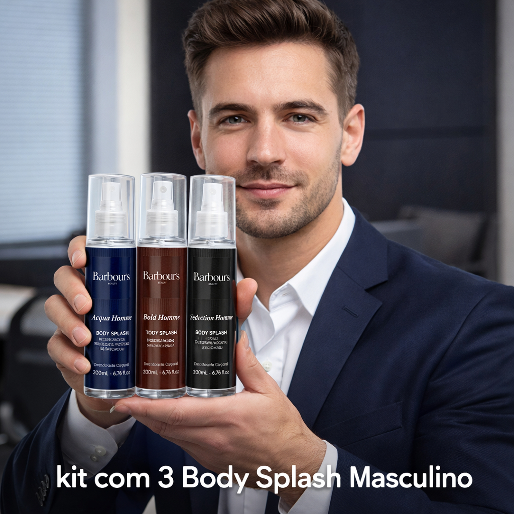 Kit 3 Body Splash Desodorante Corporal Masculino 200ml Barbours Colônia Para Homem