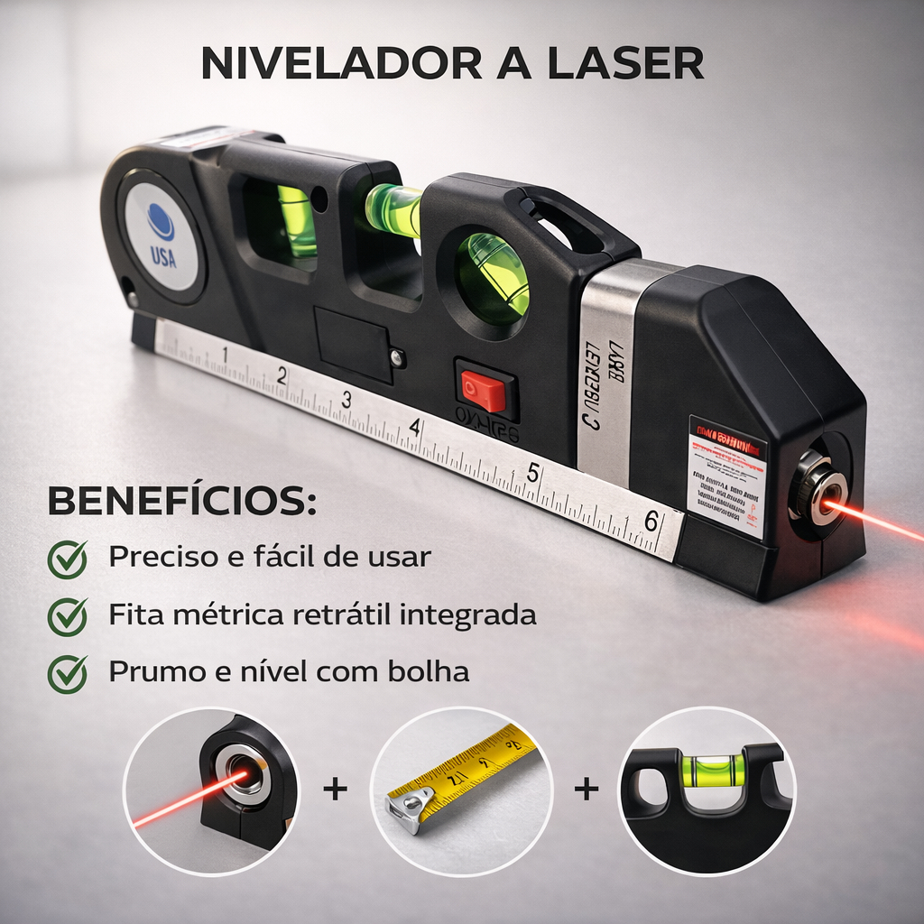 Nivelador Laser Linha Verde Profissional Level Pro3 Regua 250cm Alta Precisao Construção Medição