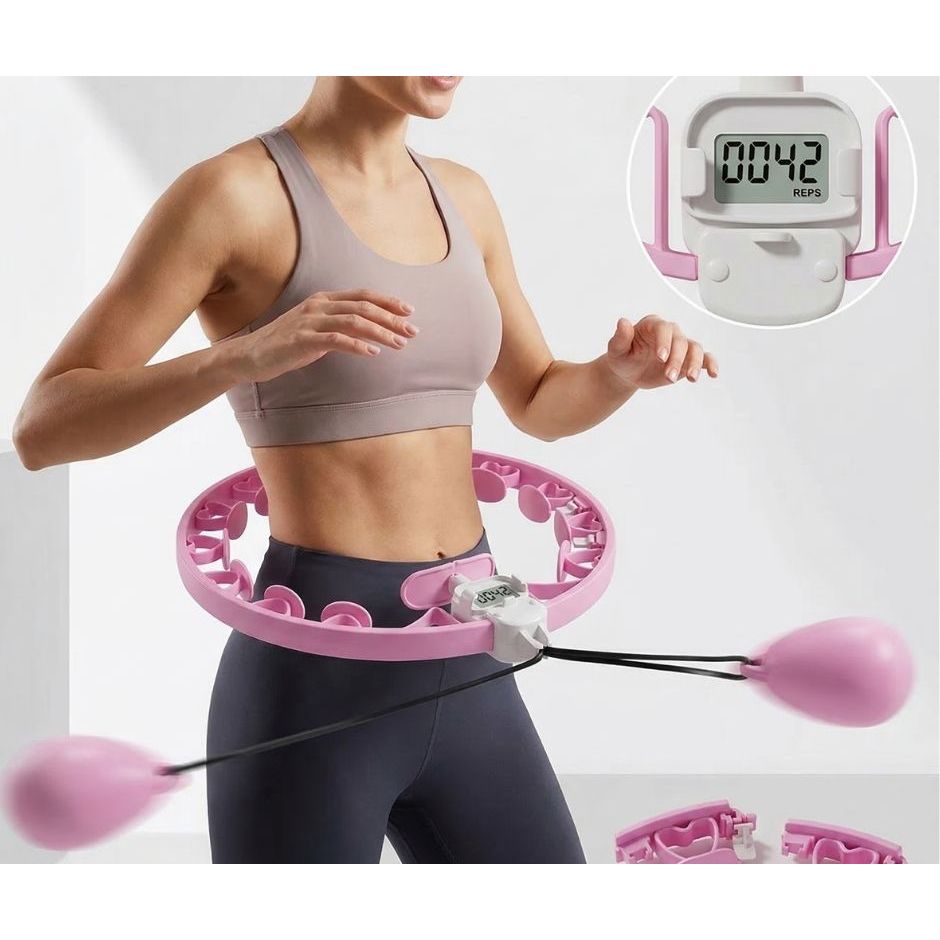 Bambolê Inteligente Com Contador Digital Para Emagrecer Casa cor rosa com gomos