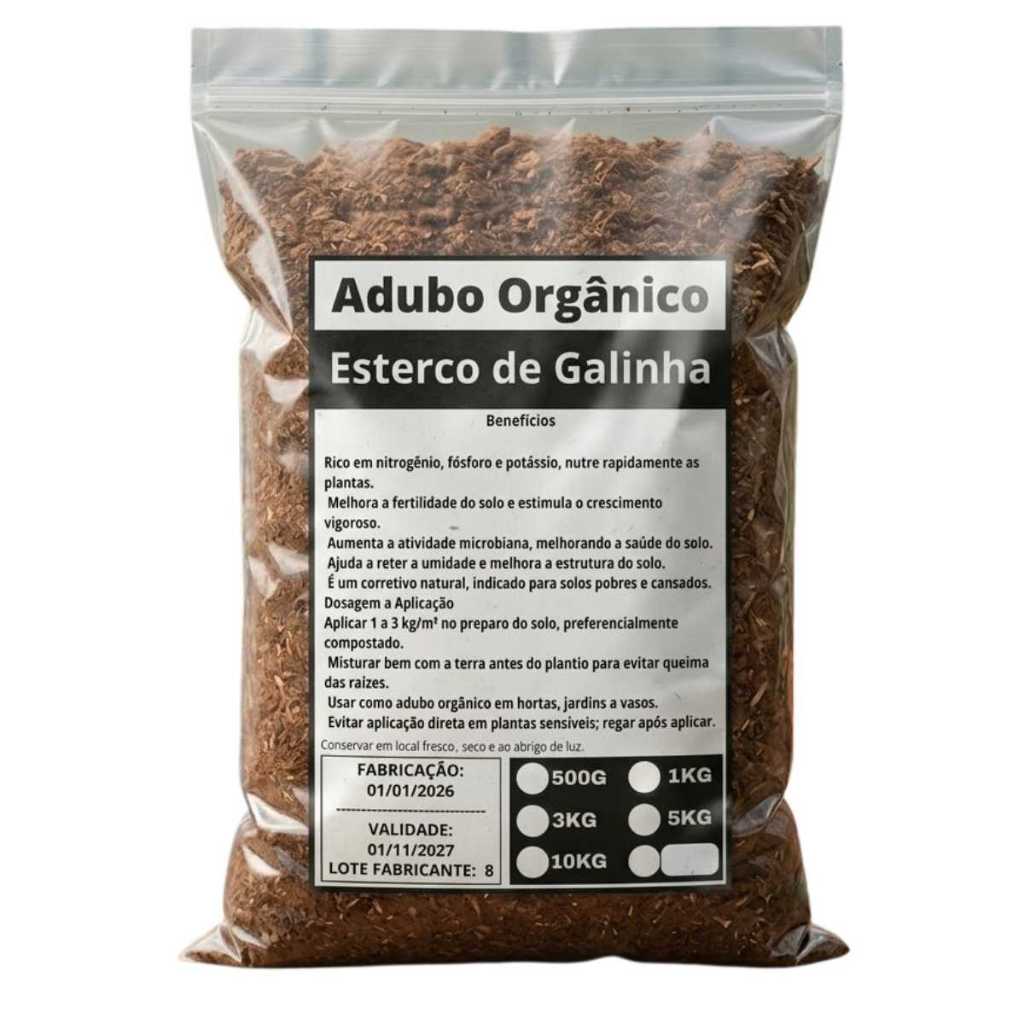Esterco de galinha Adubo Orgânico | Rico em nitrogênio, fósforo e cálcio