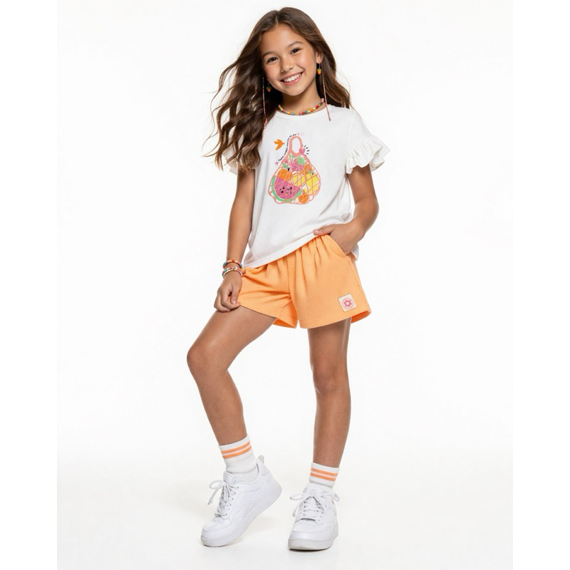 Conjunto Infantil Feminino Marlan Tamanho 10 – Look Verão Moderno e Confortável