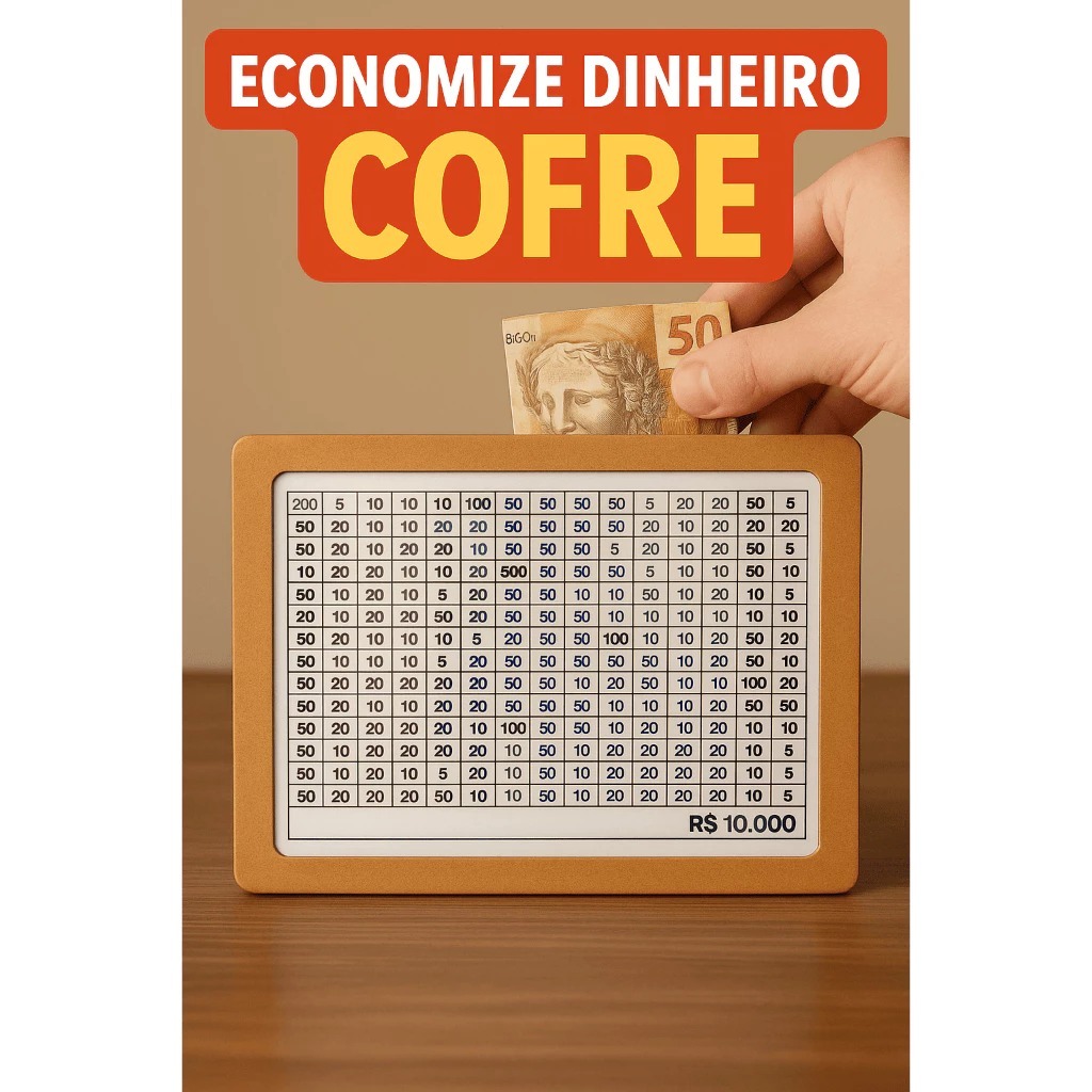 Cofre Desafio 20mil/10mil/5mil/1mil - Caixa Dinheiro De Madeira - Método Japonês - Escolha seu Objetivo!