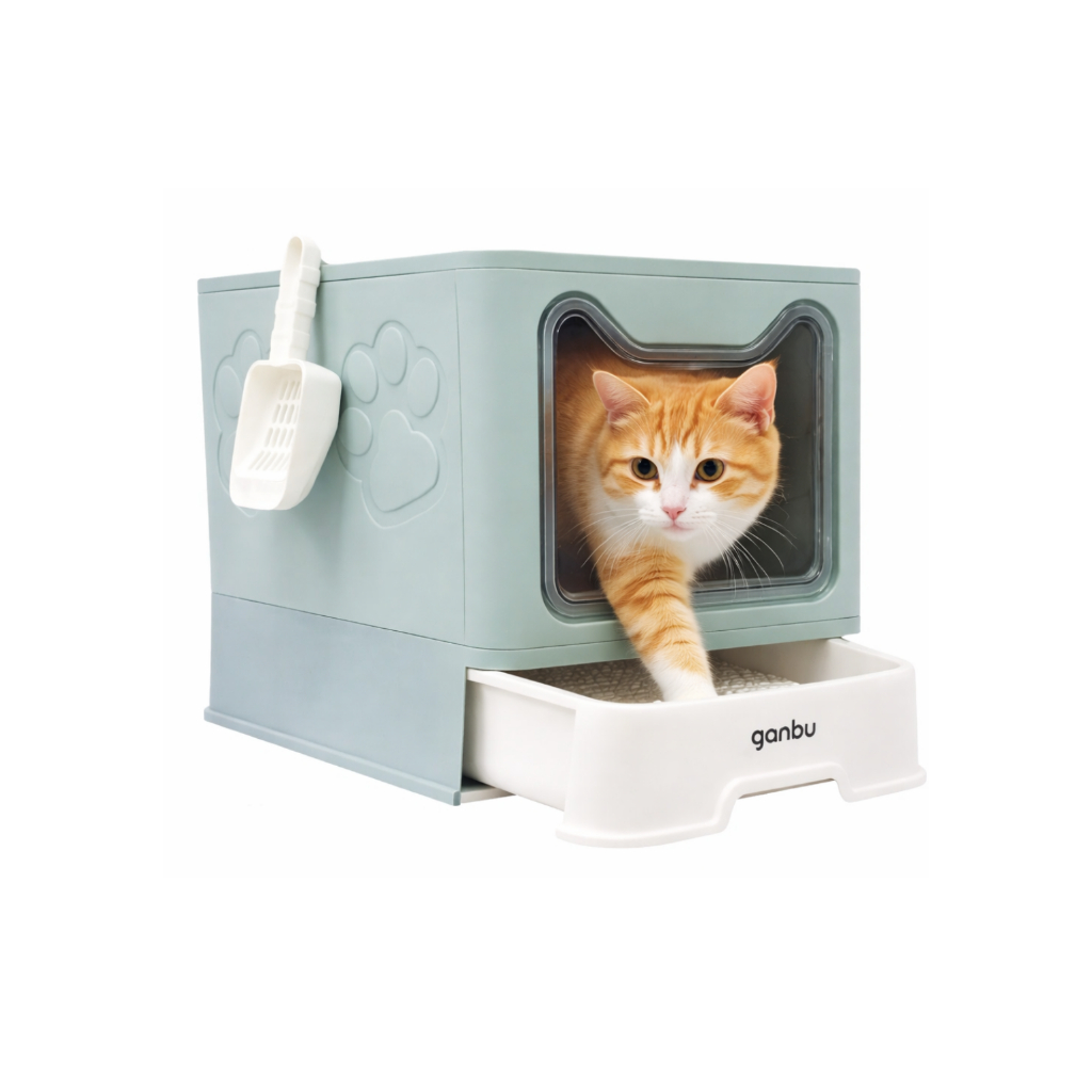 Caixa de Areia Desmontável para Gato Ganbu – Higiene, Limpeza Fácil, Conforto e Bem-Estar Para o Pet